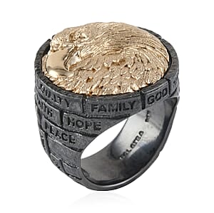 Galatea EI Capitan Collection 14K Yellow Gold and Black Rhodium Sterling Silver Bricks Of Life Ring (Size 9.0) 21 Grams