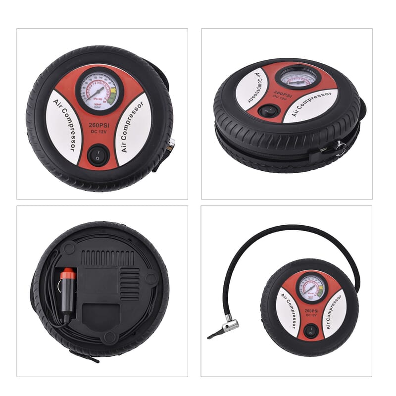 Light Blue Compact Portable Electric Mini DC 12V Air Compressor Tire Inflator with 150 PSI Pressure Gauge Car Tire Pump