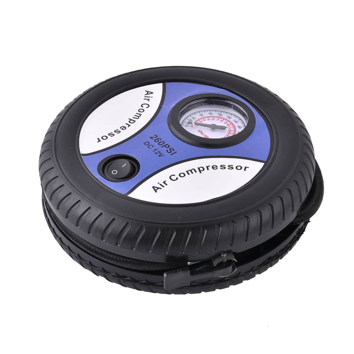 Light Blue Compact Portable Electric Mini DC 12V Air Compressor Tire Inflator with 150 PSI Pressure Gauge Car Tire Pump image number 2