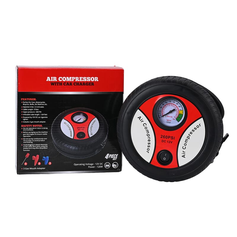 Light Blue Compact Portable Electric Mini DC 12V Air Compressor Tire Inflator with 150 PSI Pressure Gauge Car Tire Pump