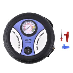 Blue Compact Portable Electric Mini DC 12V Air Compressor Tire Inflator with 150 PSI Pressure Gauge Car Tire Pump