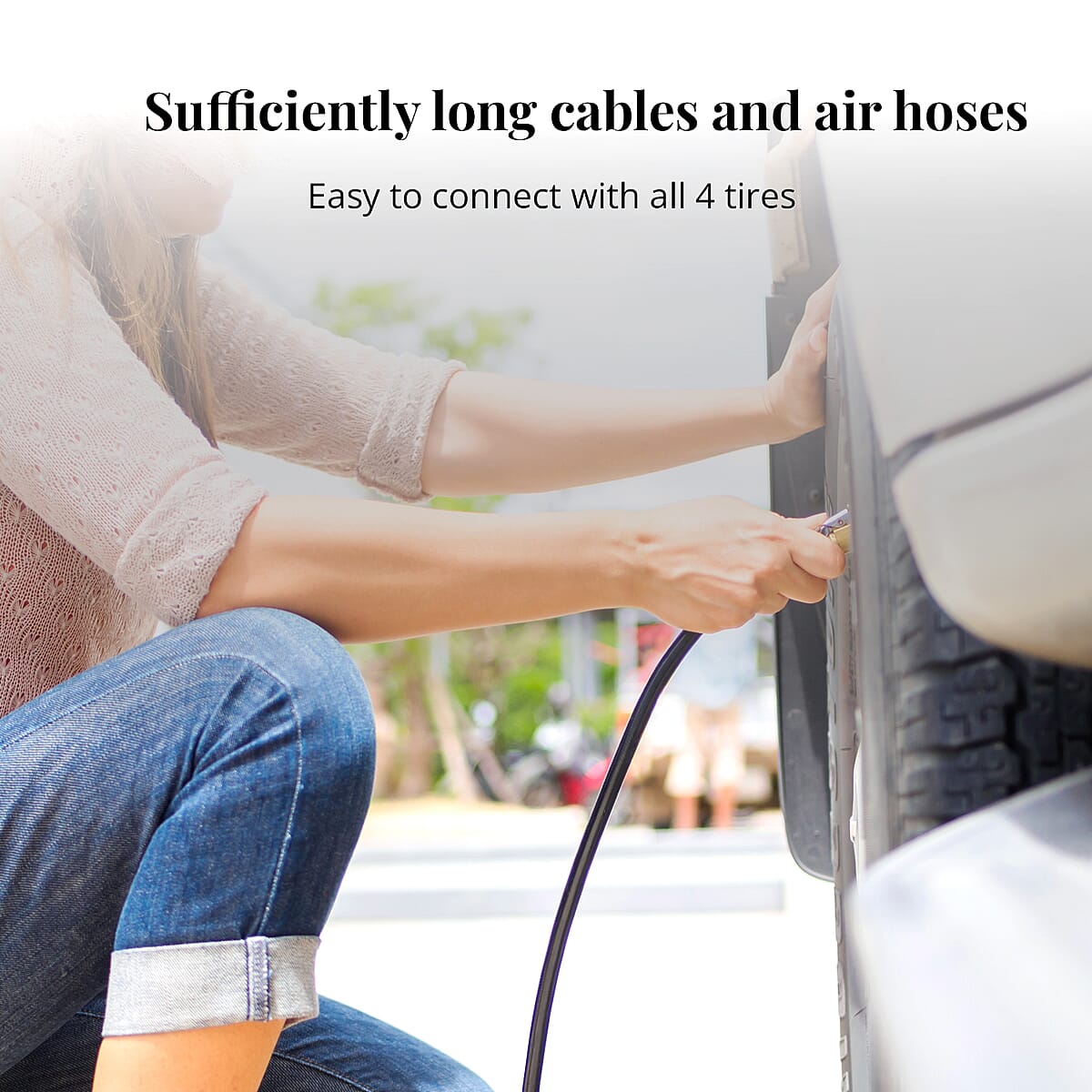 Yellow Compact Portable Electric Mini DC 12V Air Compressor Tire Inflator with 150 PSI Pressure Gauge Car Tire Pump image number 2