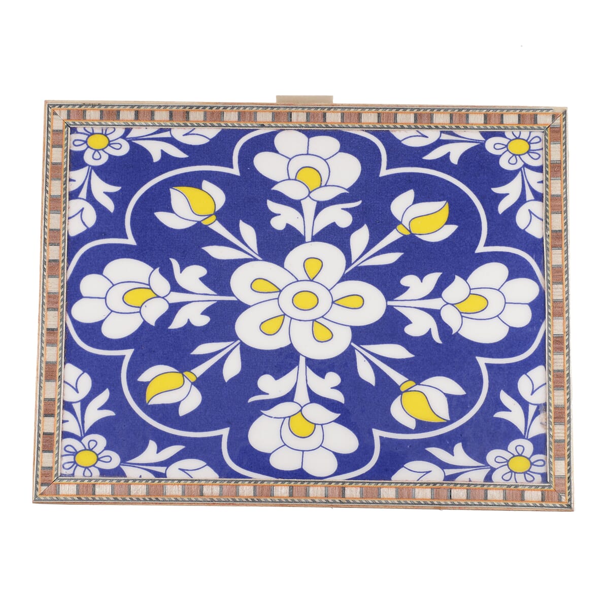 Blue and White Hand Painted Top Wooden Storage Box image number 5