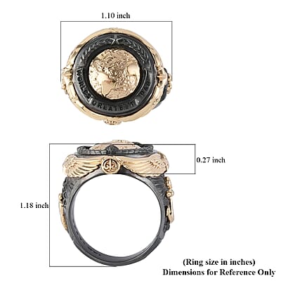 Galatea EI Capitan Collection 14K Yellow Gold and Black Rhodium Sterling Silver World's Greatest Dad Ring (Size 9.0) 18.30 Grams