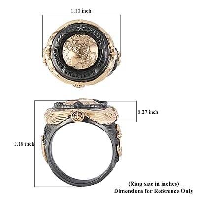 Galatea EI Capitan Collection 14K Yellow Gold and Black Rhodium Sterling Silver World's Greatest Dad Ring (Size 10.0) 18.30 Grams