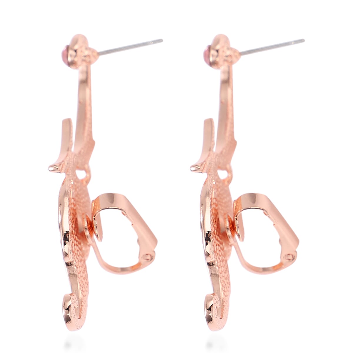 Pink Austrian Crystal Climber Earrings in Rosetone
