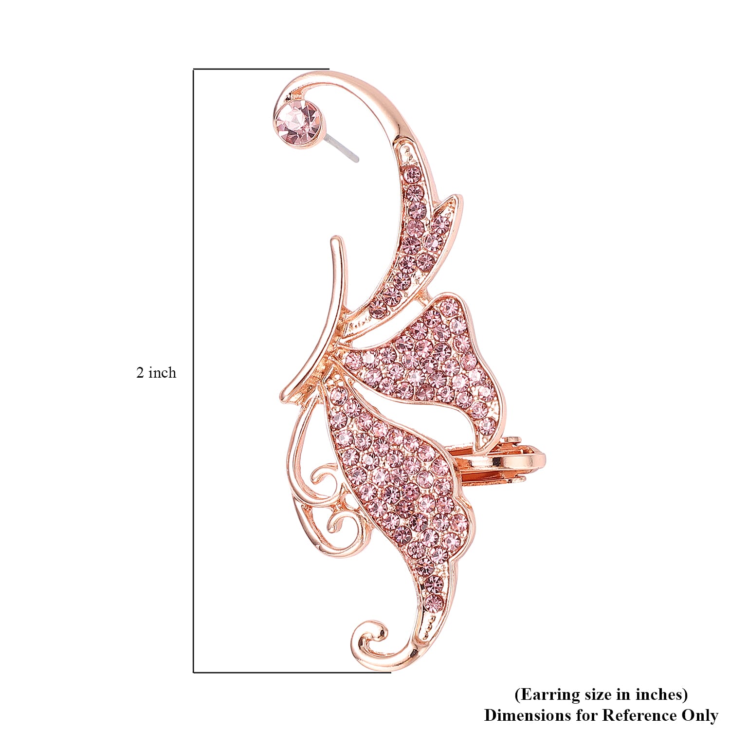 Pink Austrian Crystal Climber Earrings in Rosetone