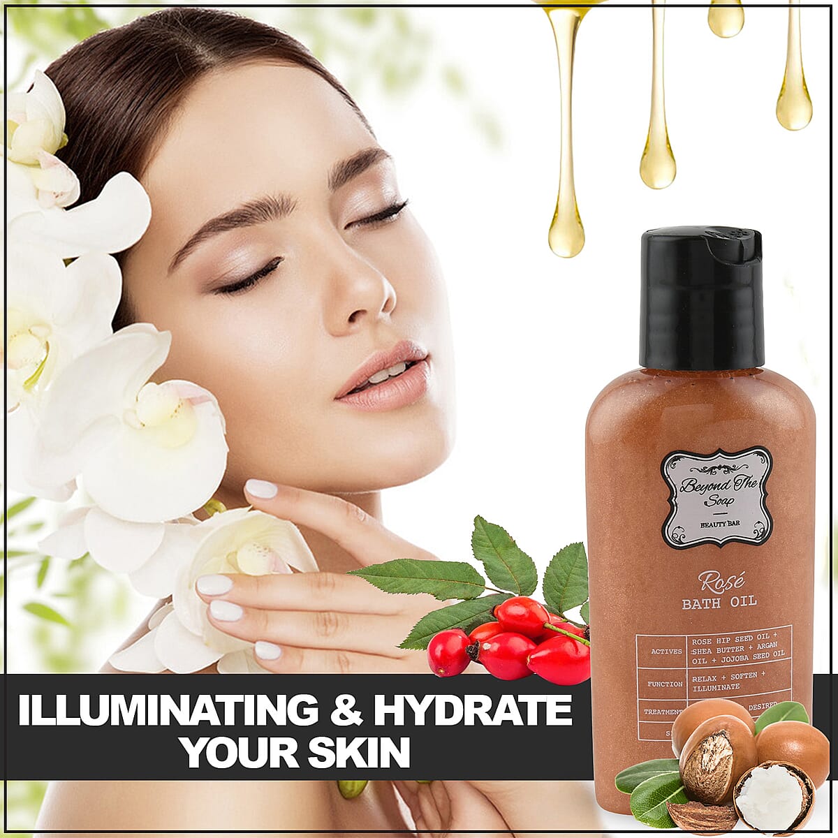 Beyond the Soap Illuminating & Hydrating Rose Hip Seed & Shea Butter Gilded Bath Oil image number 3