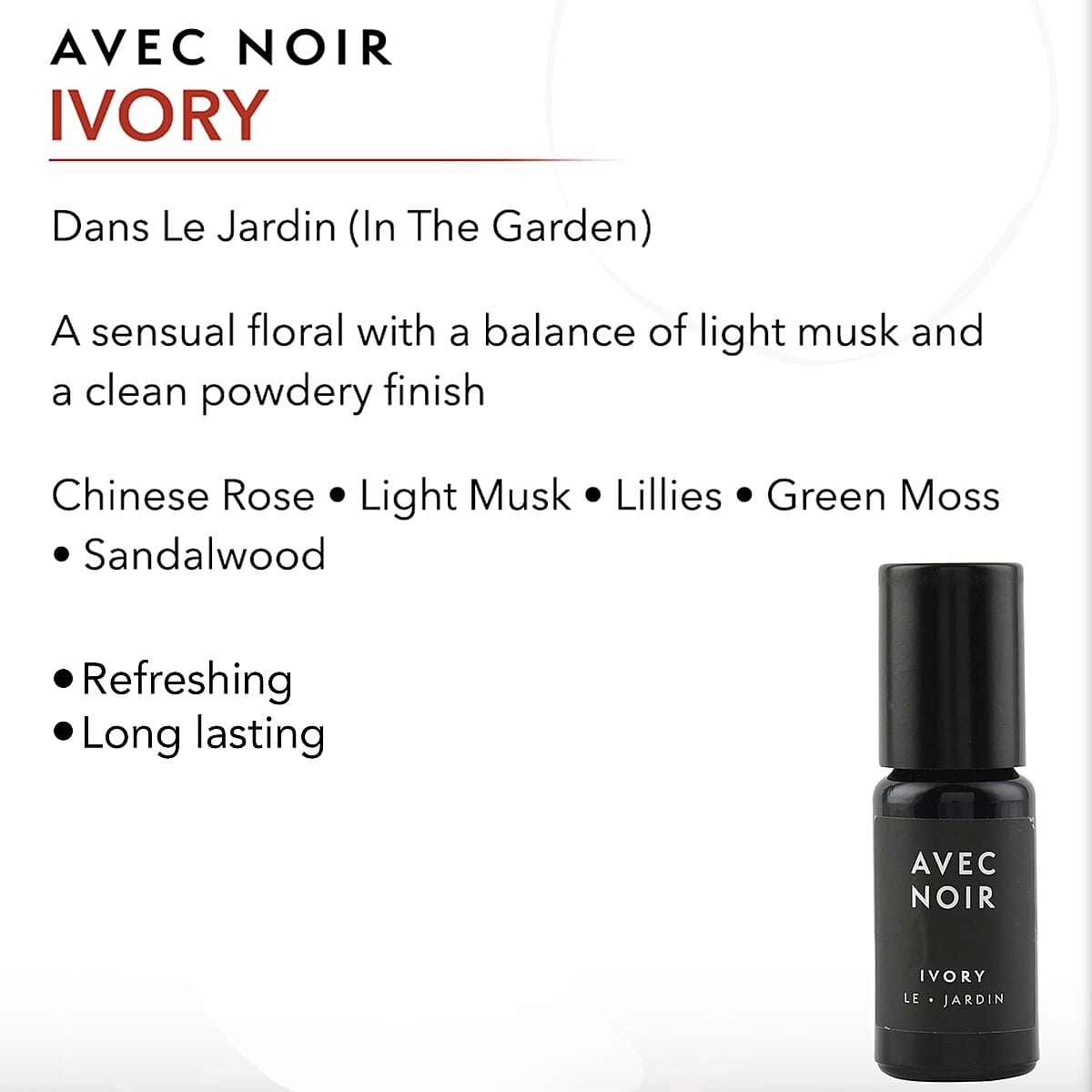 Avec Noir Ivory Perfume Huile De Parfum Mild Long Lasting Aroma Fragrance 10 ml image number 2