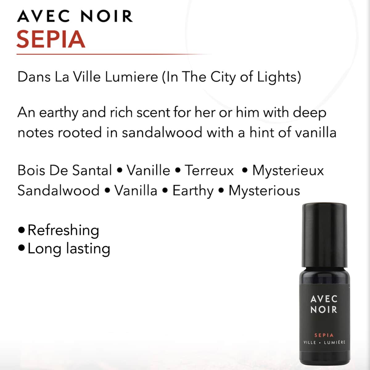 Buy Avec Noir Sepia Perfume Huile De Parfum Mild Long Lasting Aroma  Fragrance 10 ml at ShopLC.