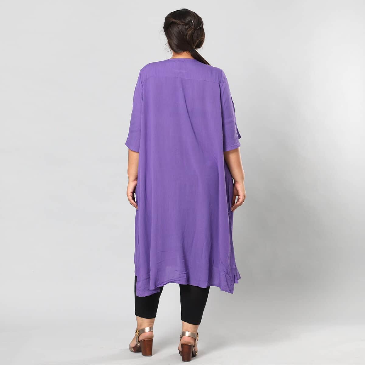 Purple 100% Rayon Top with Front Closure with Button- L/XL image number 2