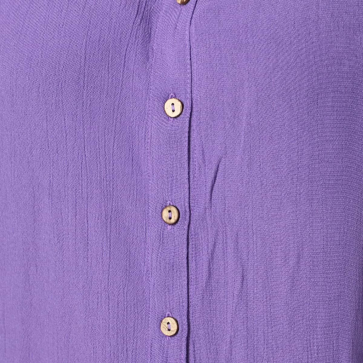Purple 100% Rayon Top with Front Closure with Button- L/XL image number 4