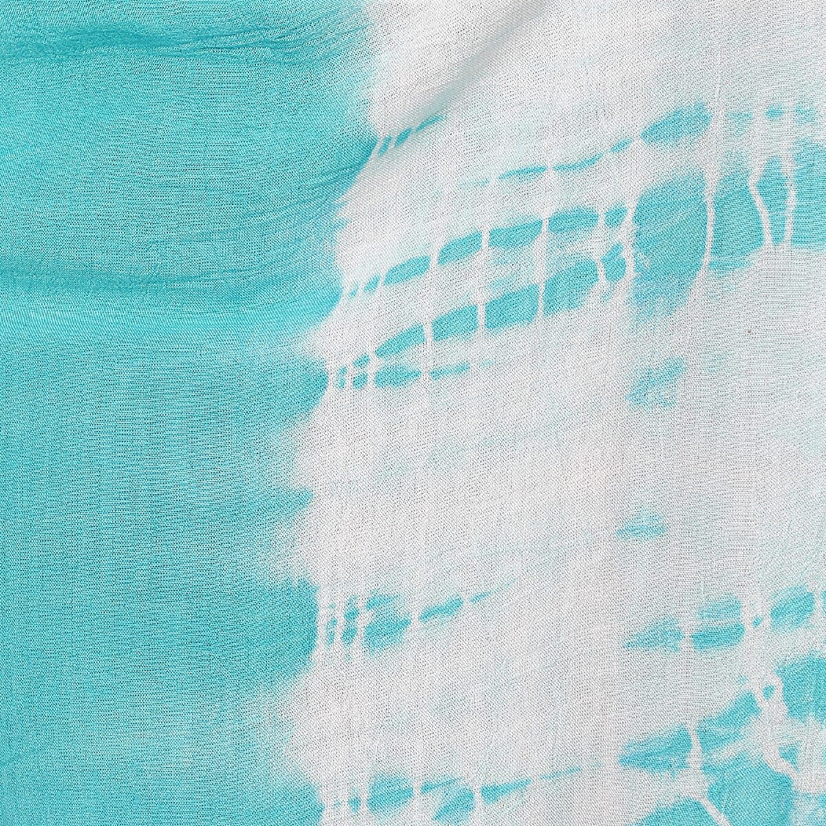 Turquoise and White Tie Dye Kimono Duster with Bell Sleeves - One Size Fits Most image number 4