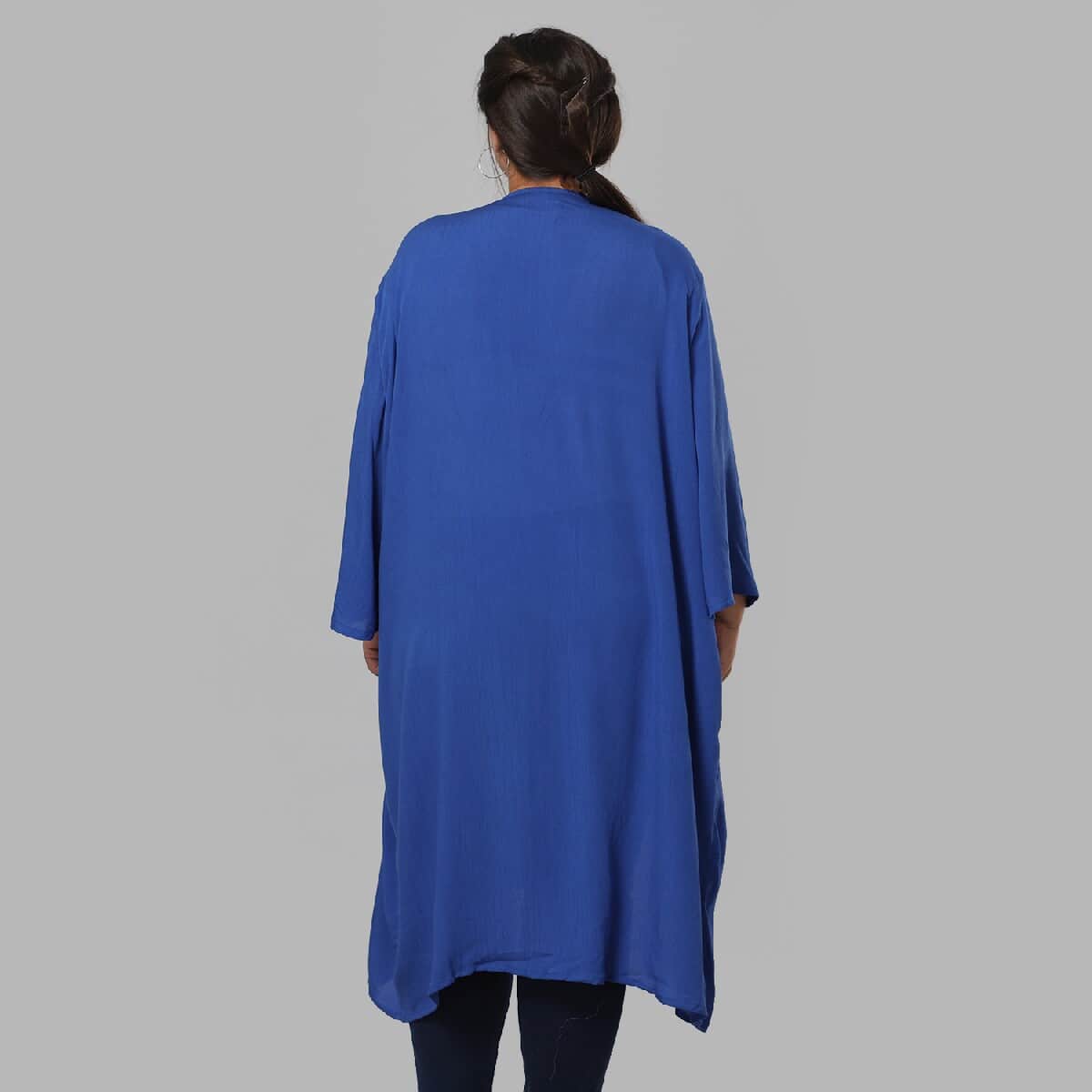 Blue Tie Dye Kimono Duster with Bell Sleeves - One Size Fits Most image number 2