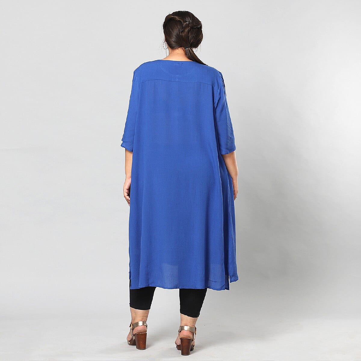 Blue 100% Rayon Top with Front Closure with Button- XXL/XXXL image number 2