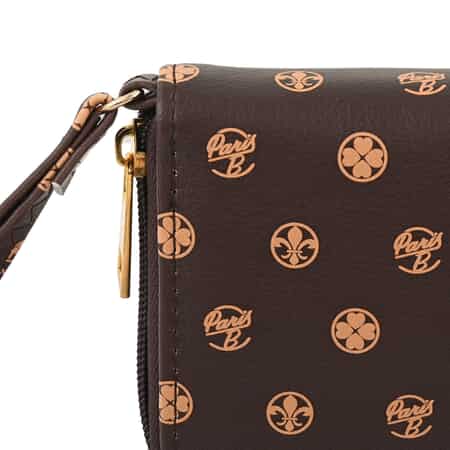 Brown Floral Pattern Faux Leather Assorted Ladies Wallet image number 2