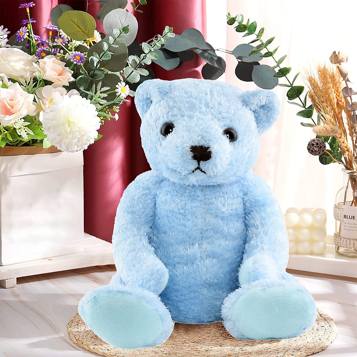 Plush Fabric, Soft-Toy, Huggable 12-inches Stuffed, Blue Teddy Bear image number 1