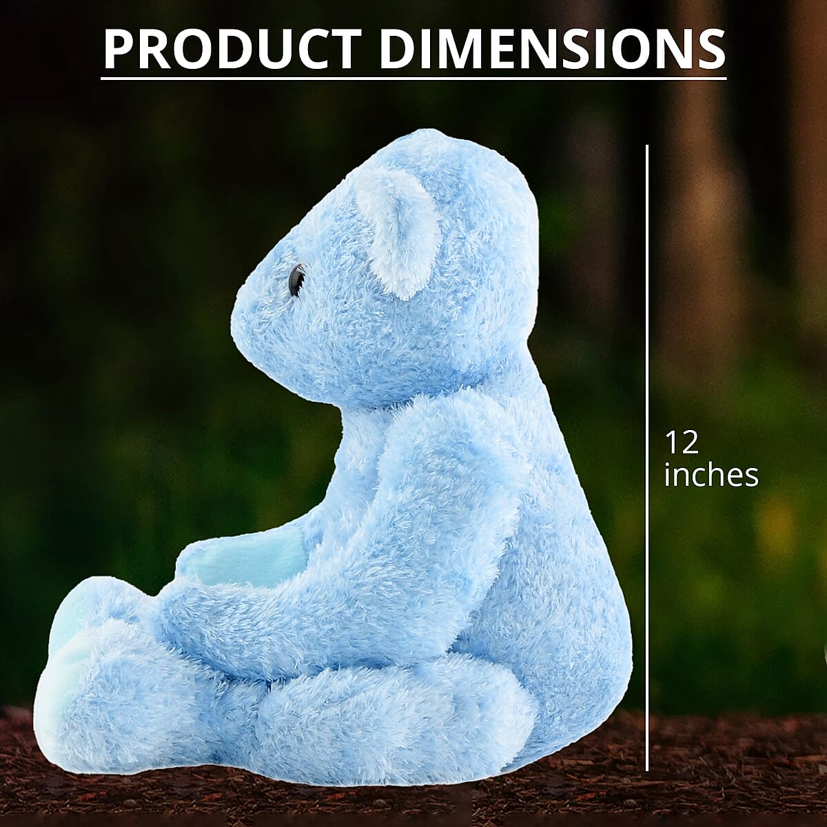 Plush Fabric, Soft-Toy, Huggable 12-inches Stuffed, Blue Teddy Bear image number 3