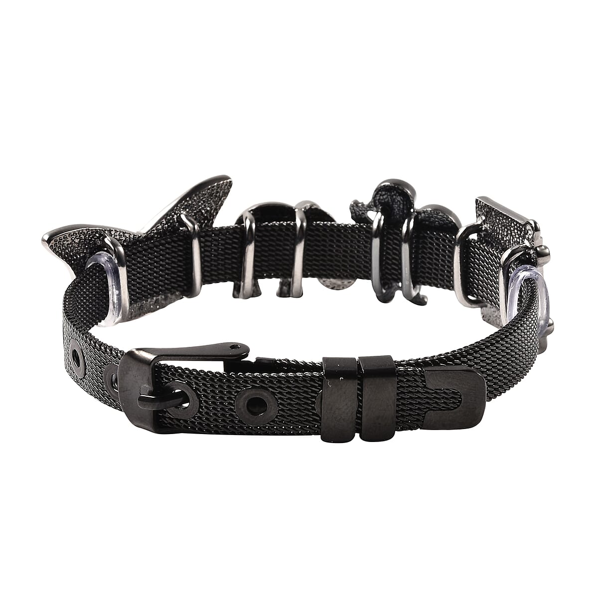 Multi Color Austrian Crystal Enameled Butterfly, Santa, Holy Bible and Elephant Charm Bracelet in Dark Silvertone (6.00-7.50In) image number 4