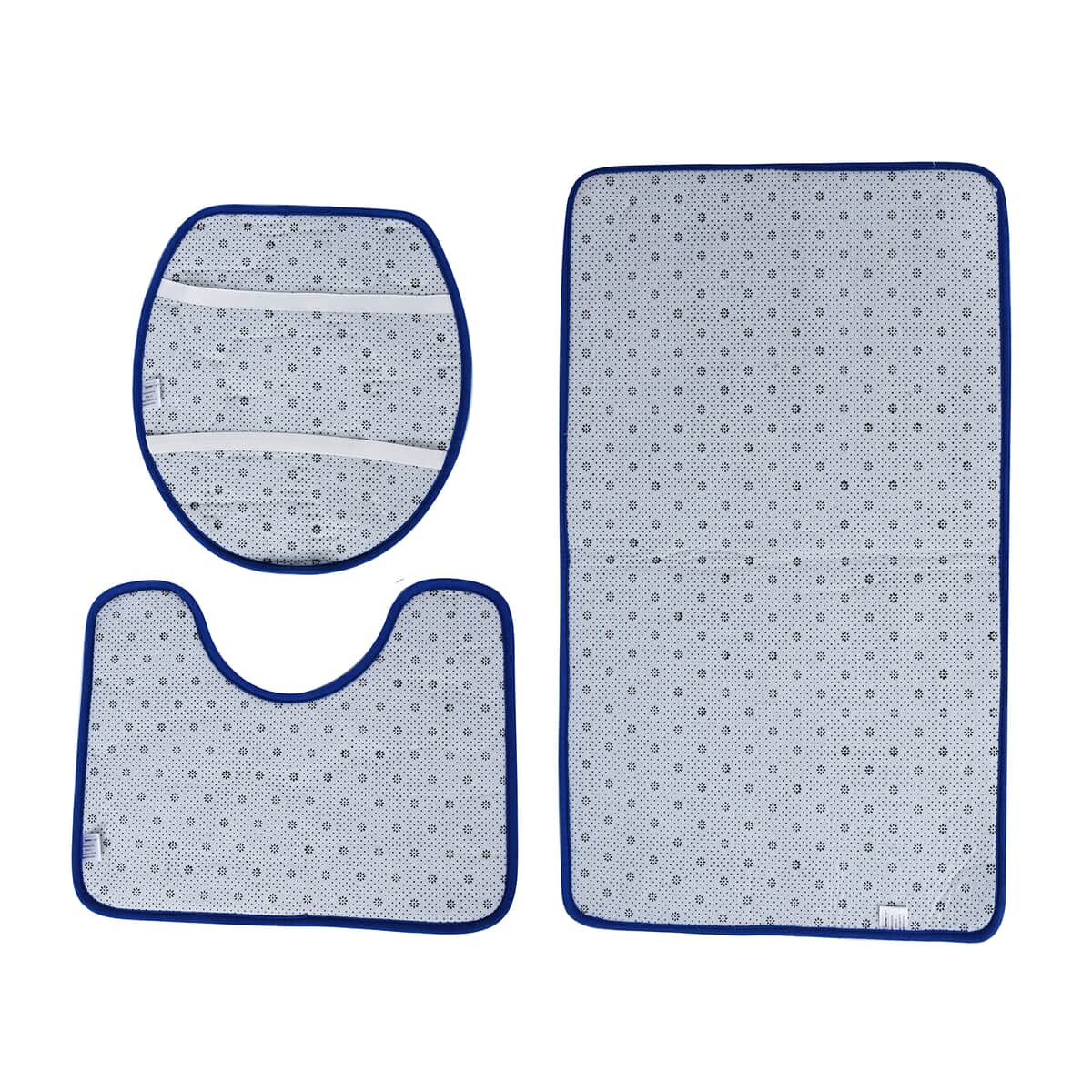Set of 3 Piece - Blue Polyester Door Mat (19x31"), Toilet Mat (19x15") and Toilet Cover (15x16.5") image number 5