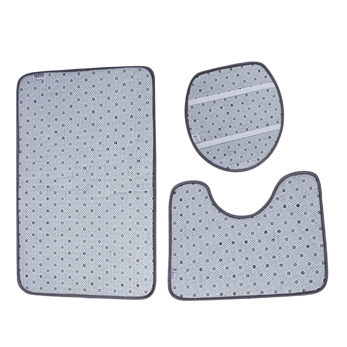 Set of 3 Piece - Gray Polyester Bath Mat, Toilet Mat and Toilet Cover image number 5