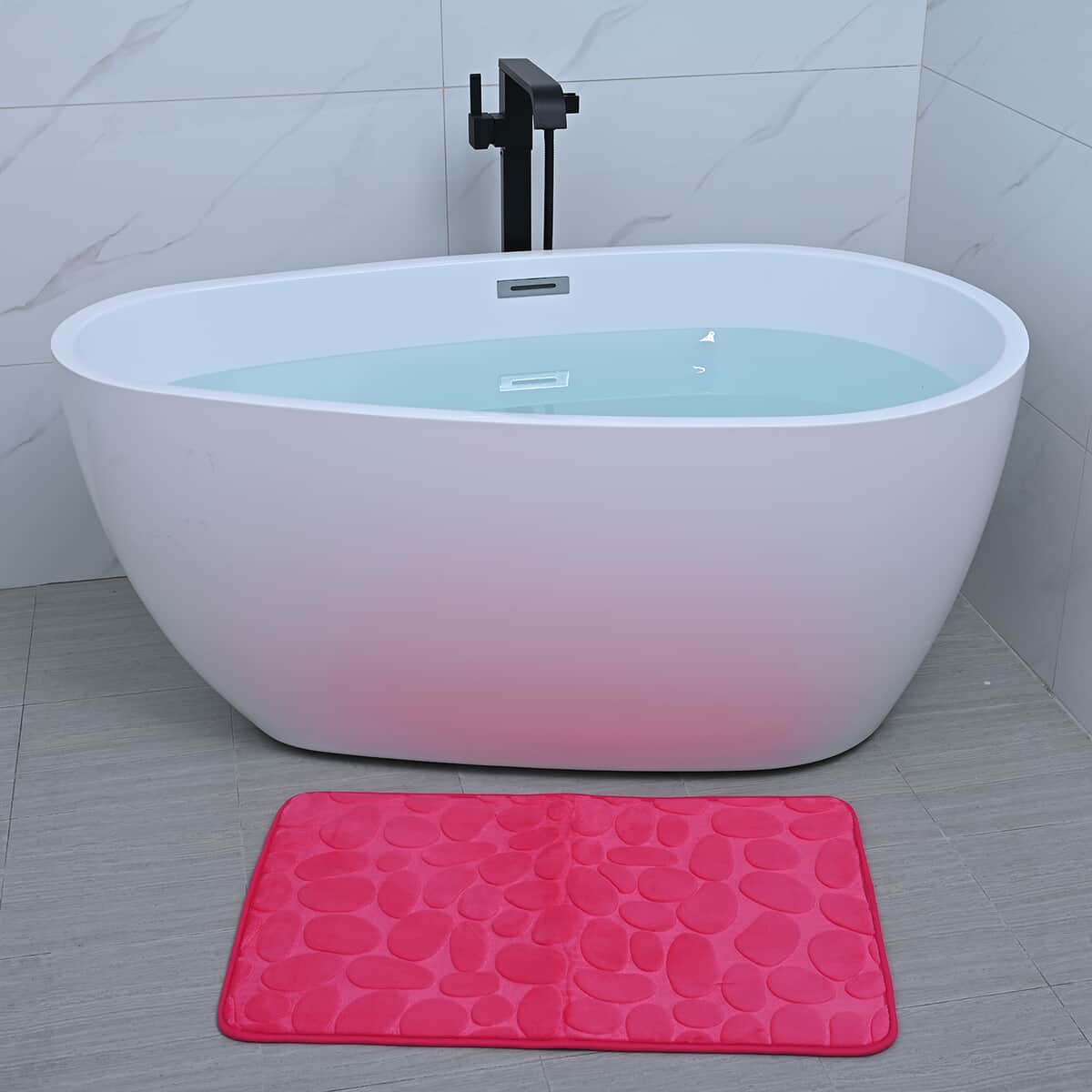 Set of 3 Piece - Fuchsia Polyester Bath Mat, Toilet Mat and Toilet Cover image number 6