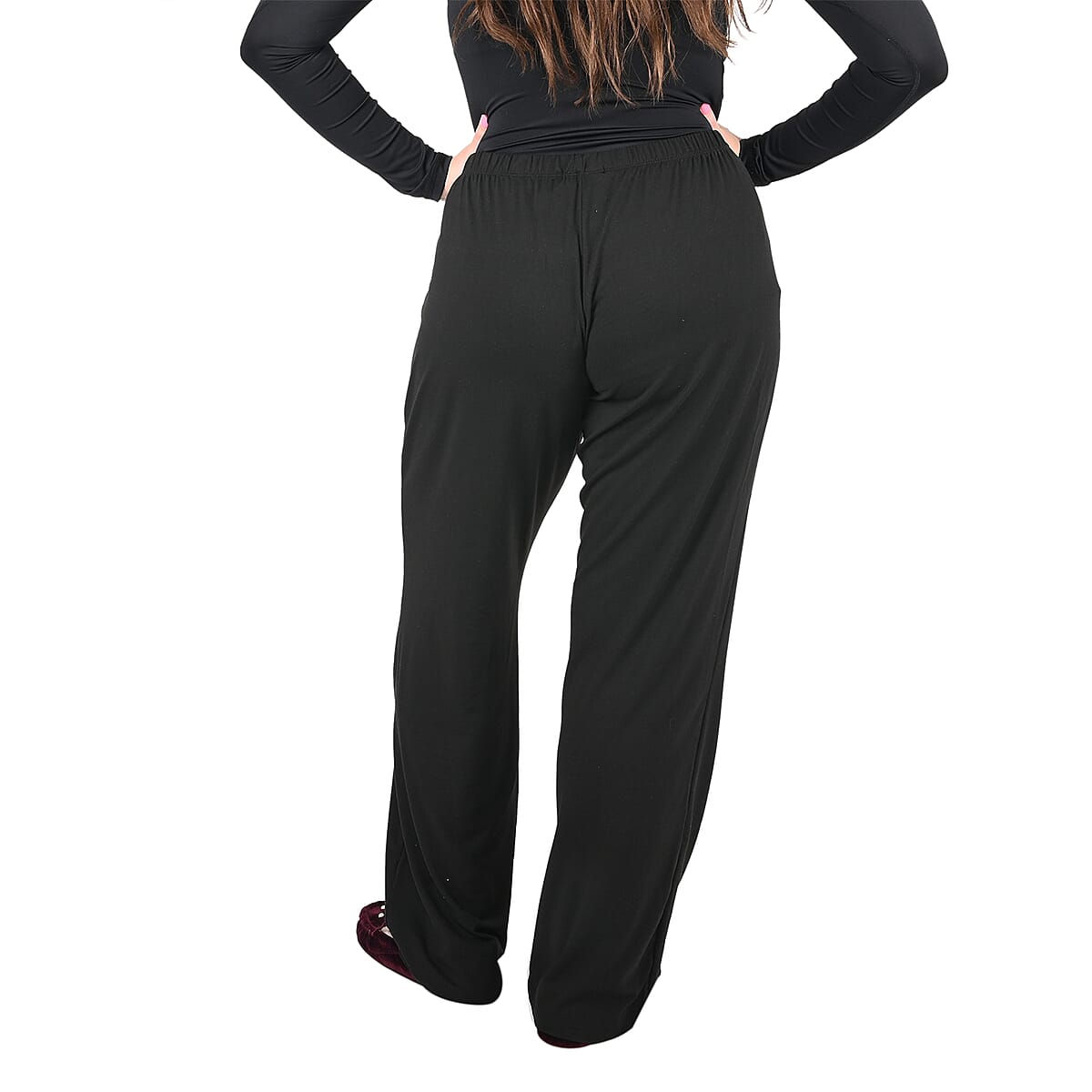 LEMON TART Black Microfiber Blanche Pant with Drawstring - 3X image number 1