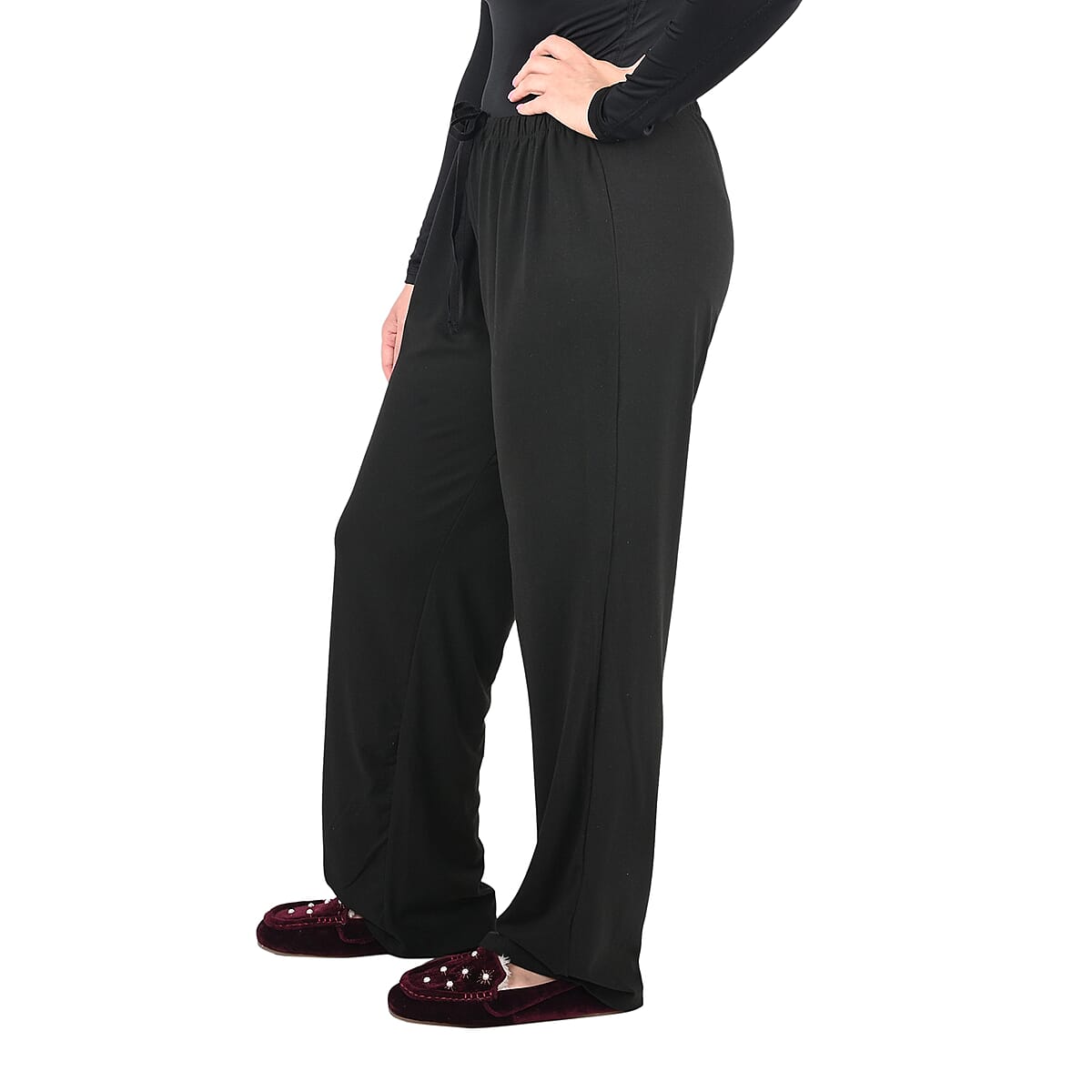 LEMON TART Black Microfiber Blanche Pant with Drawstring - 3X image number 2