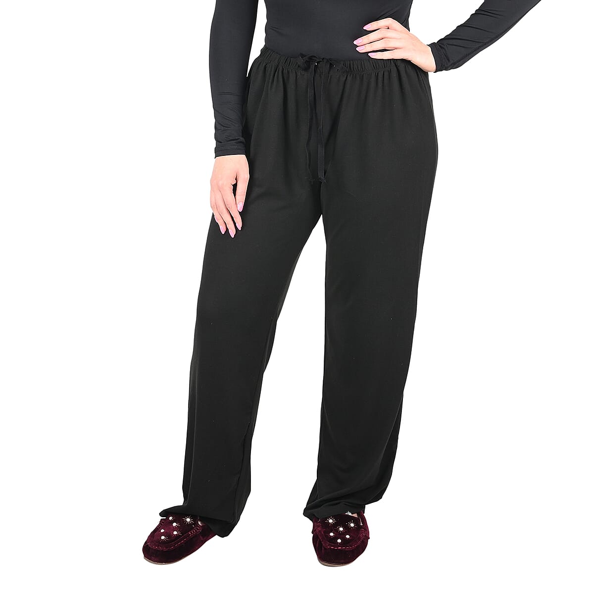 LEMON TART Black Microfiber Blanche Pant with Drawstring - 3X image number 3
