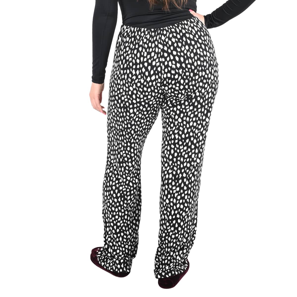 LEMON TART Black and White Speckle Microfiber Blanche Pant with Drawstring - M image number 2