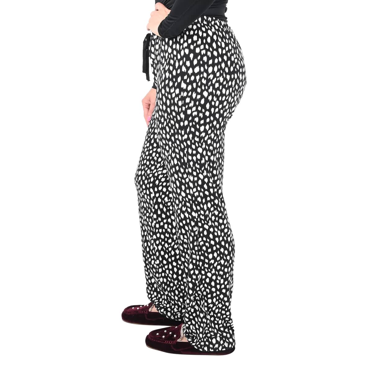 LEMON TART Black and White Speckle Microfiber Blanche Pant with Drawstring - M image number 3