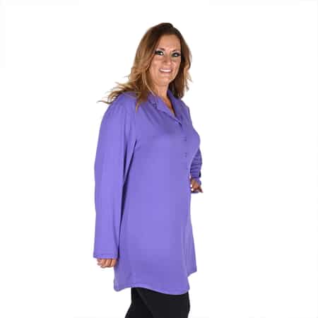 LEMON TART Purple Nelly Notch Collar Sleep Shirt - XL image number 2