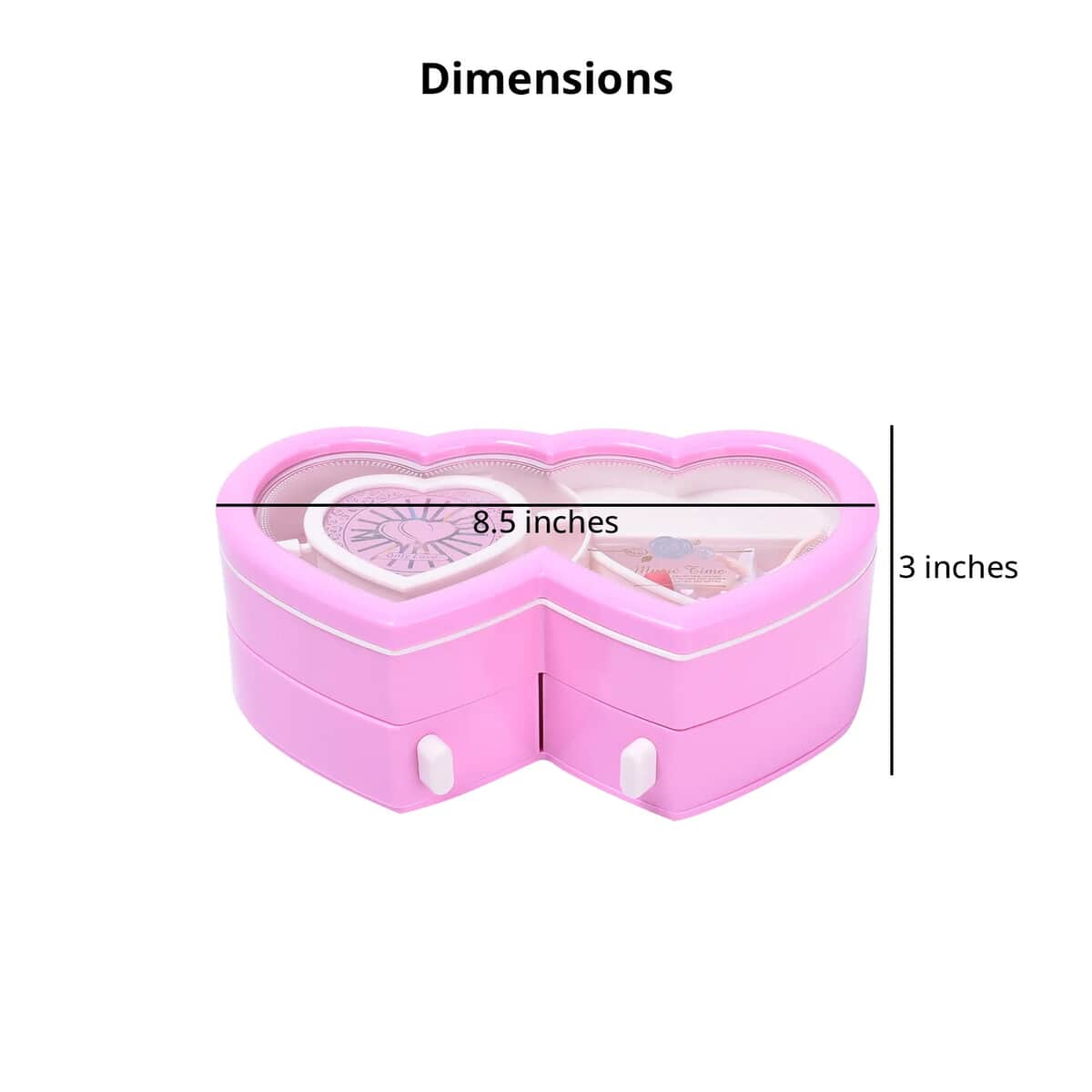 Pink Double Heart Shape Music Box with Removable Magnetic Dancer image number 3
