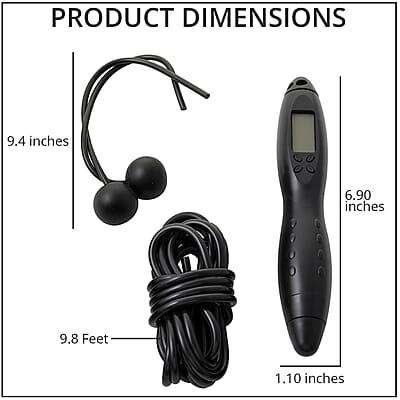 SoulSmart Electric Digital Jump Rope Set (Wireless Short Rope, 9ft Long Rope, Battery & Tool) Black