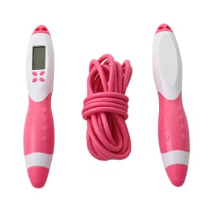 SoulSmart Electric Digital Jump Rope Set (Wireless Short Rope, 9ft Long Rope, Battery & Tool) Pink & White