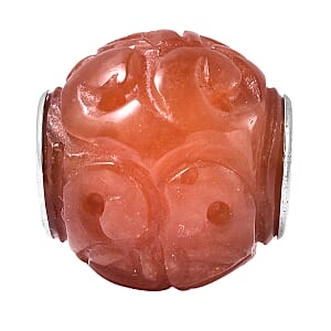 Red Jade Carved Charm in Rhodium Over Sterling Silver 17.00 ctw