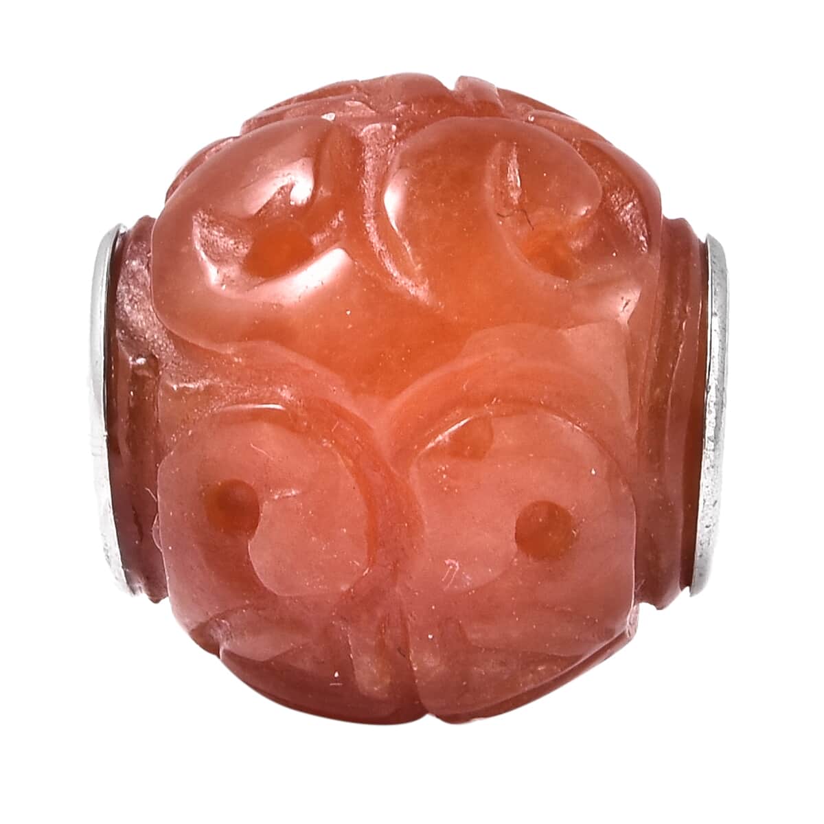 Red Jade Carved Charm in Rhodium Over Sterling Silver 17.00 ctw image number 0