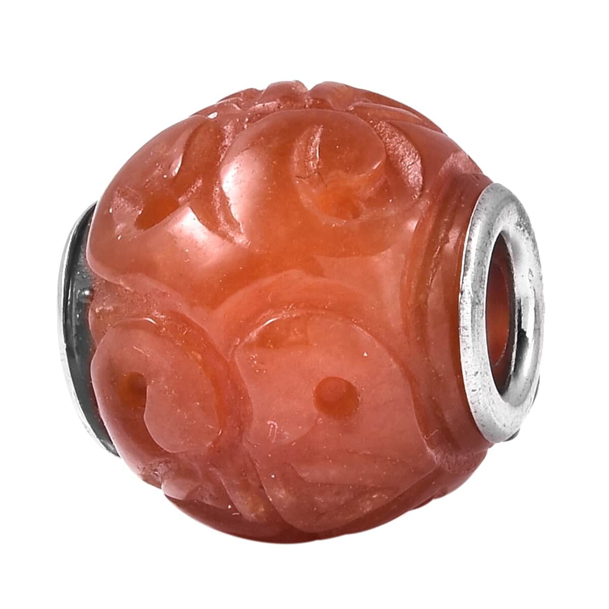 Red Jade Carved Charm in Rhodium Over Sterling Silver 17.00 ctw image number 2