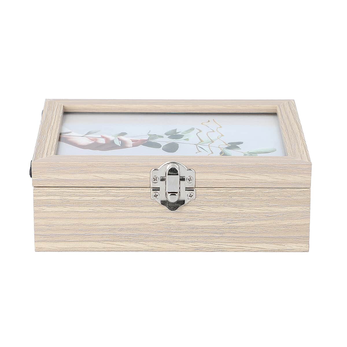 Beige MDF Jewelry Organizer, Storage Box with Lock and Photo frame Lid, Varying compartments For rings, Bracelet, Pendants, and brooches image number 1