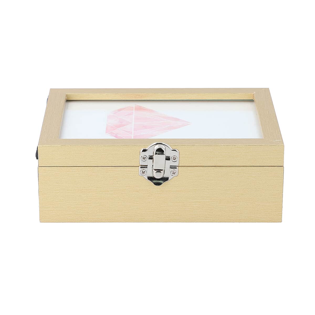 Gold MDF Jewelry Organizer, Storage Box with Lock and Photo frame Lid, Varying compartments For rings, Bracelet, Pendants, and brooches image number 1