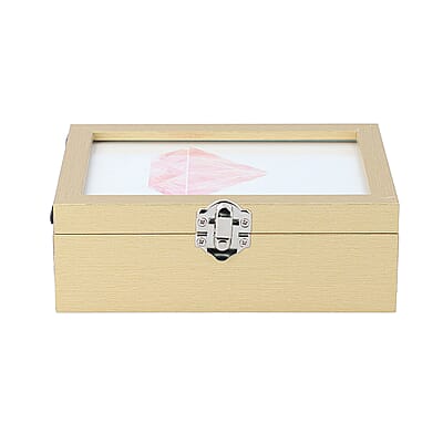 Gold MDF Jewelry Organizer, Storage Box with Lock and Photo frame Lid, Varying compartments For rings, Bracelet, Pendants, and brooches