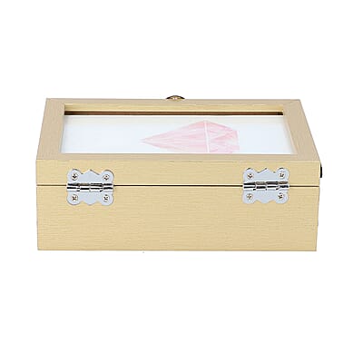 Gold MDF Jewelry Organizer, Storage Box with Lock and Photo frame Lid, Varying compartments For rings, Bracelet, Pendants, and brooches