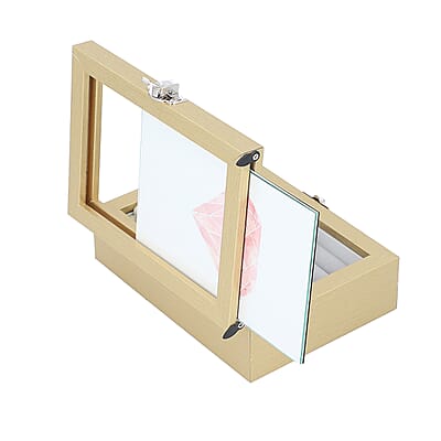 Gold MDF Jewelry Organizer, Storage Box with Lock and Photo frame Lid, Varying compartments For rings, Bracelet, Pendants, and brooches