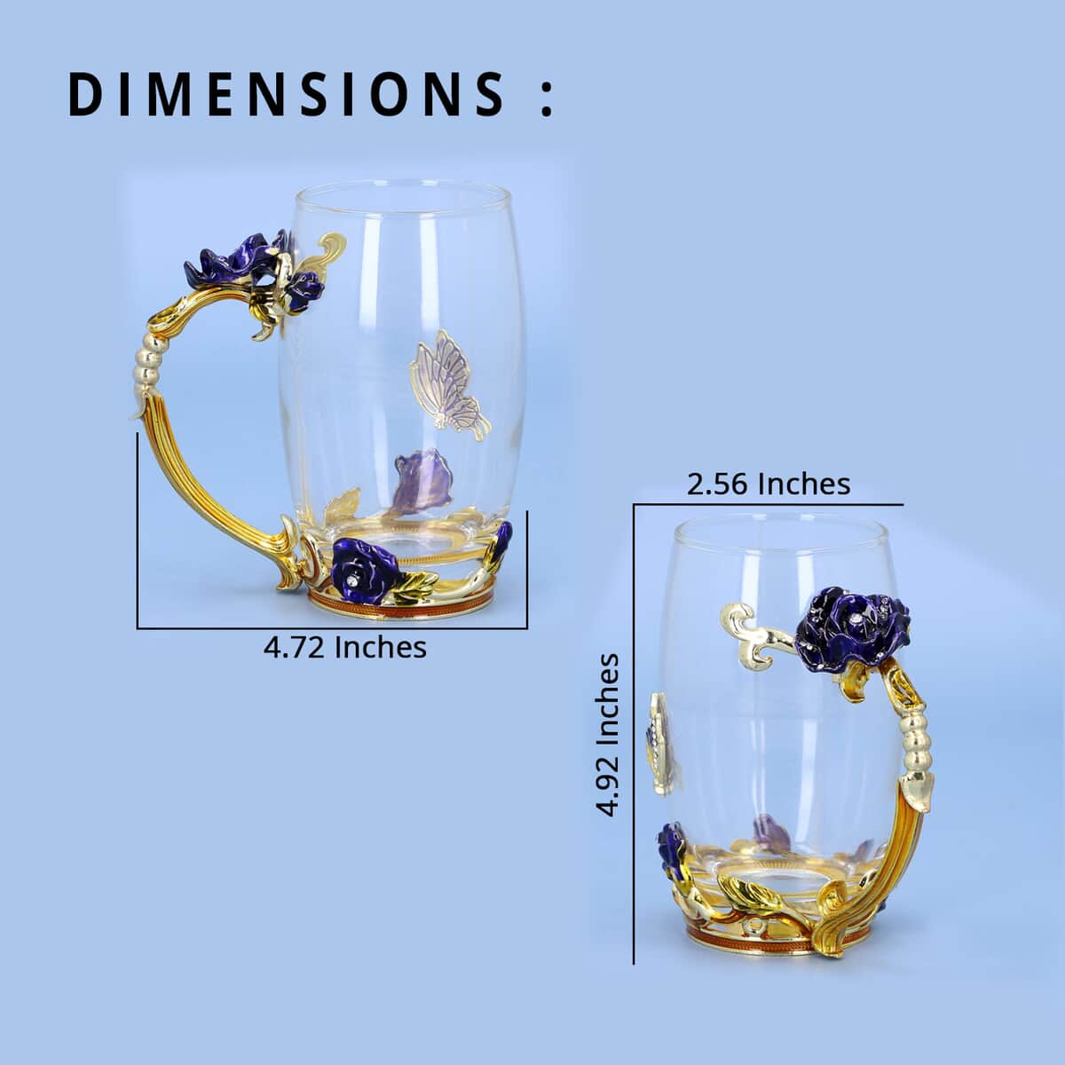 Blue & Gold Floral 3D Enamel Cup with Spoon Set (4.72"x4.92"x2.56") (350 ml) image number 3