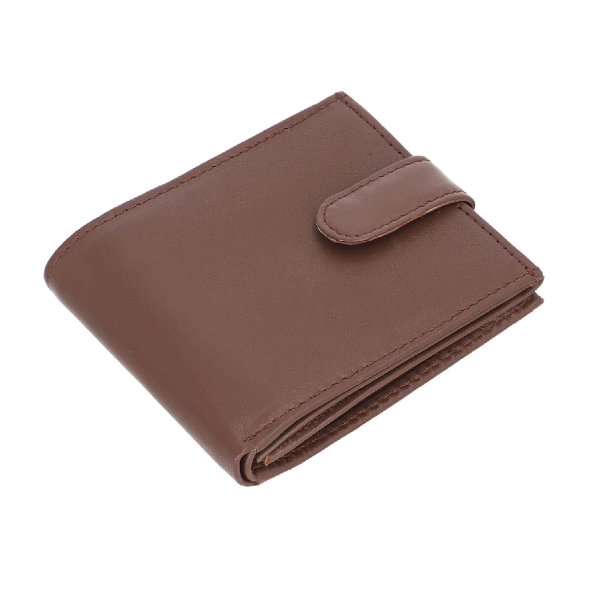 Brown 100% Genuine Leather RFID Protected Bi-Fold Men's Wallet image number 0