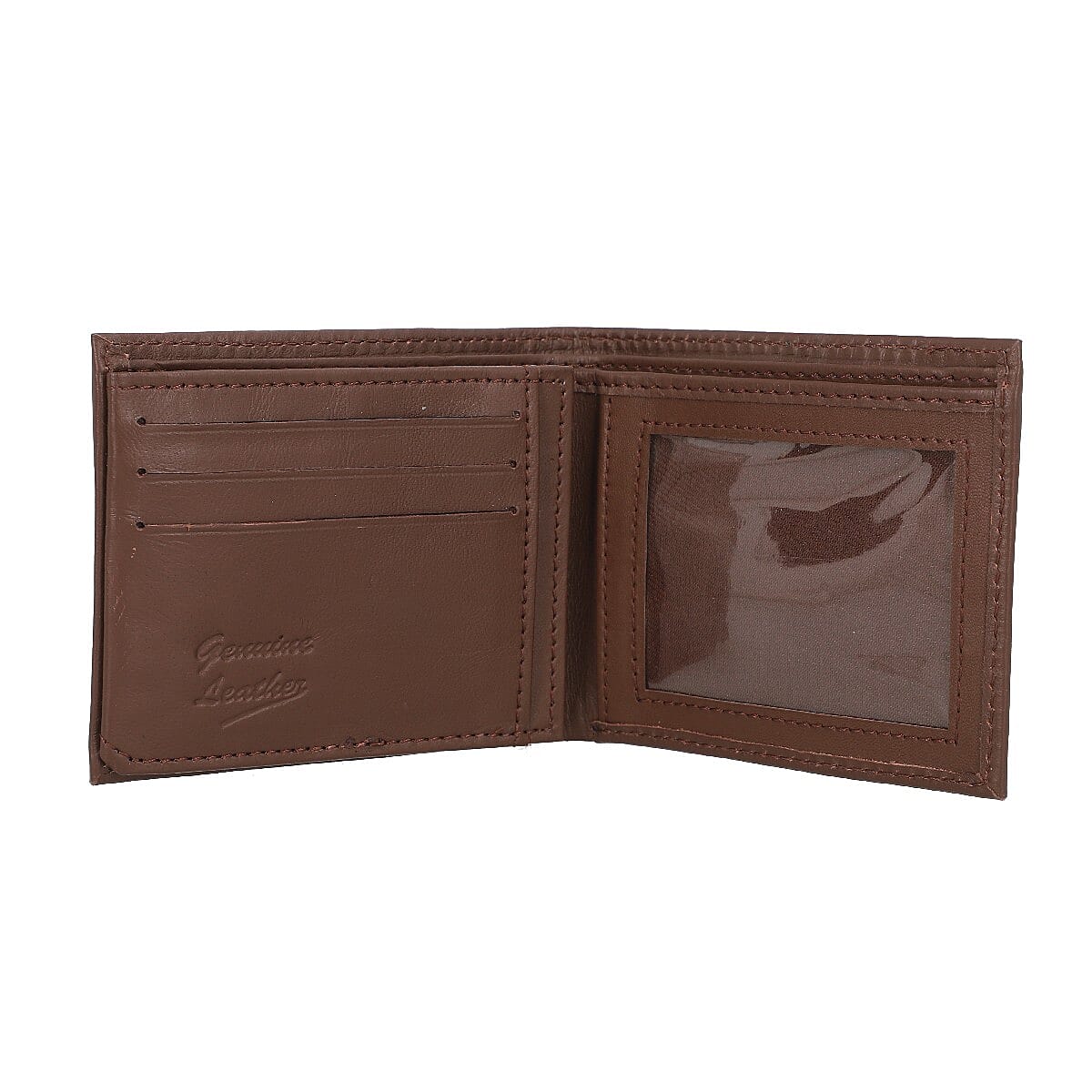 Brown 100% Genuine Leather RFID Protected Bi-Fold Men's Wallet (4.5x4) image number 4