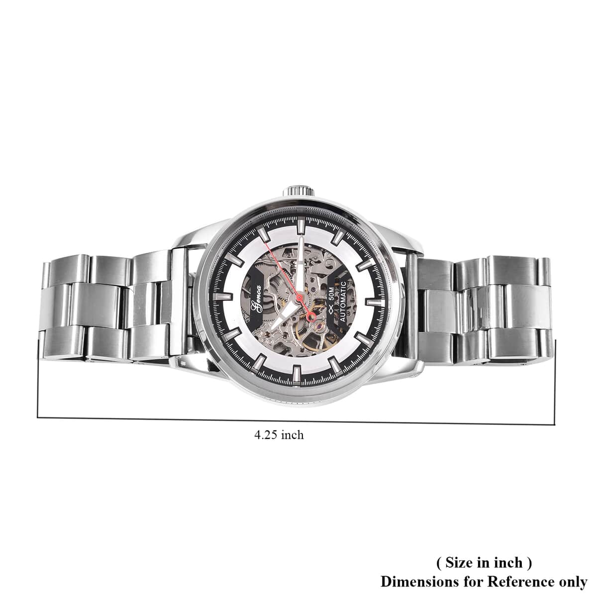 Genoa Automatic Mechanical Movement Watch in Stainless Steel with Steel and Glass Back image number 5