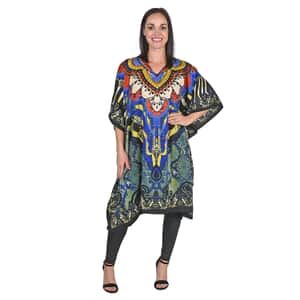 JOVIE Blue Snake V-Neck Kaftan - One Size Fits Most