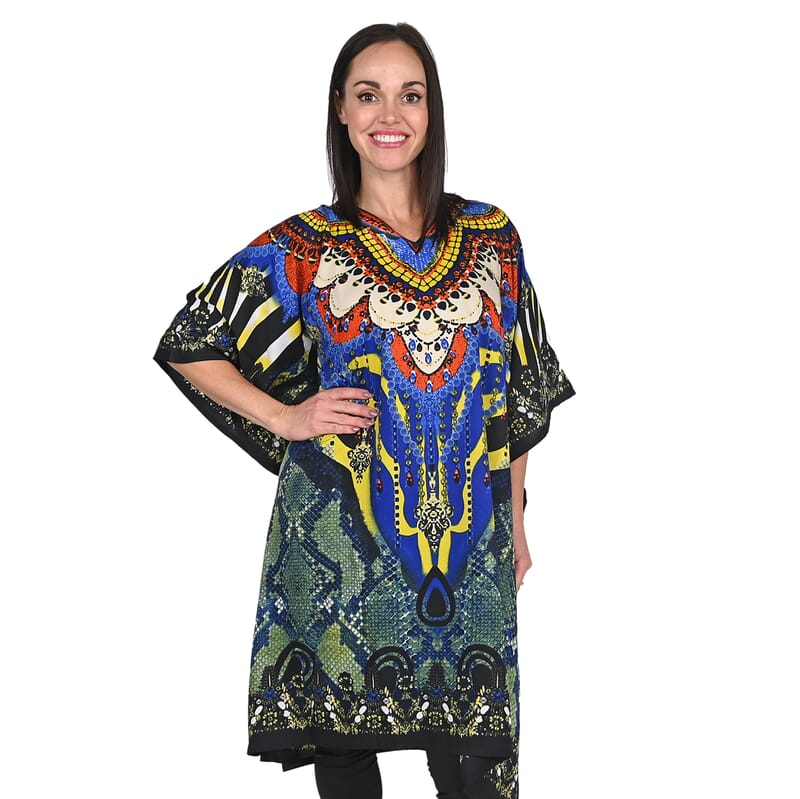 JOVIE Blue Snake V-Neck Kaftan - One Size Fits Most