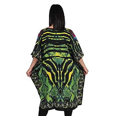 JOVIE Turquoise Snake V-Neck Kaftan - One Size Fits Most